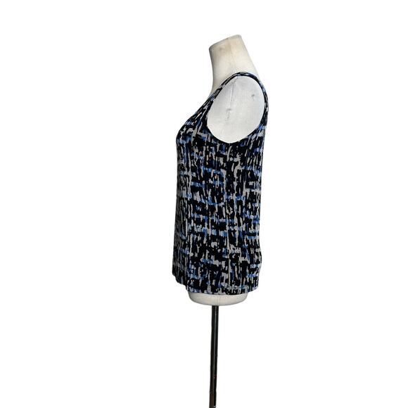 Chico's Travelers bblack blue tan abstract print sleeveless top size 0 - small - Picture 8 of 10